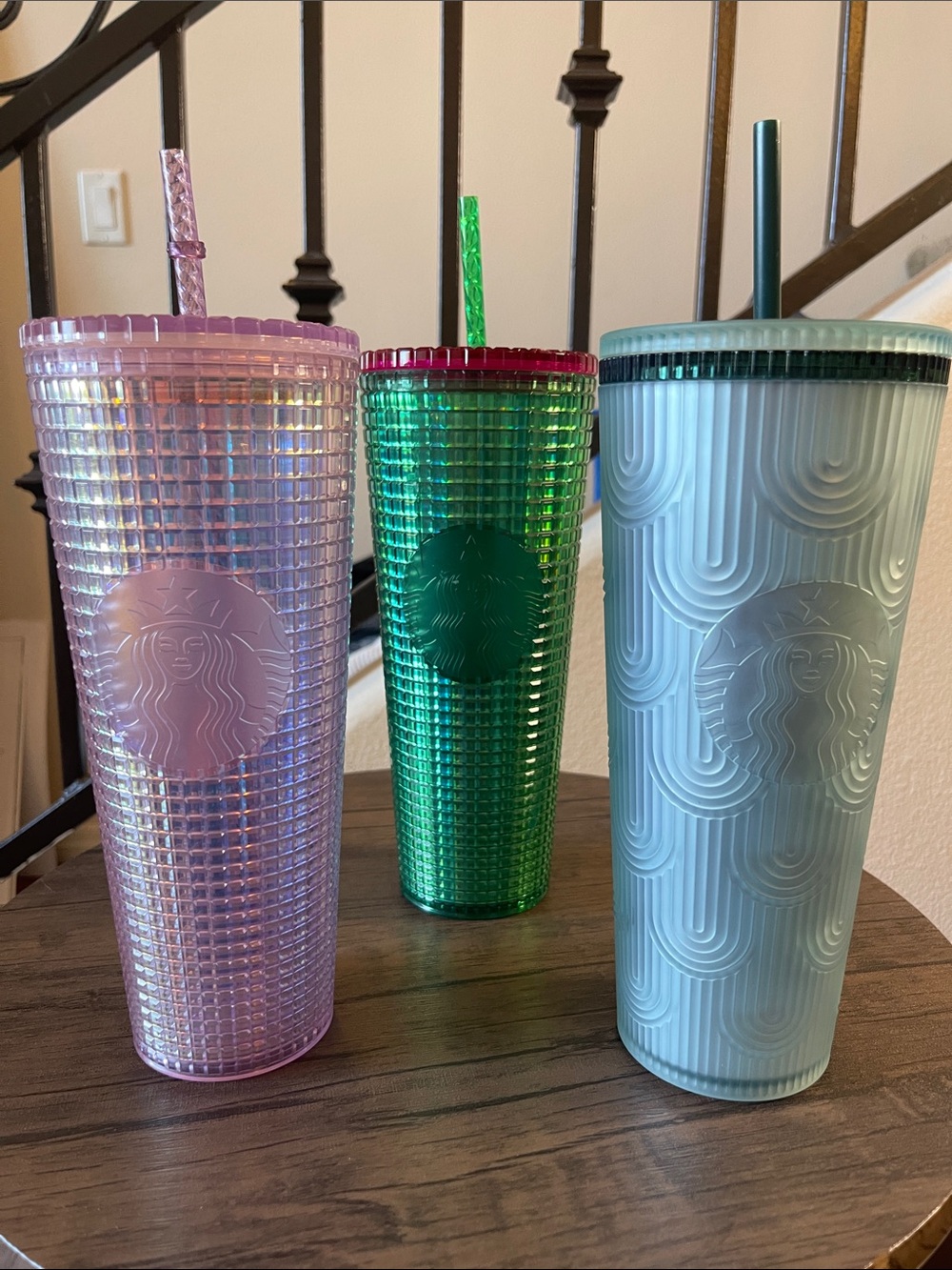 Starbucks Cup Bundle Pink, Green & Mint Studded Cold Cup Trio